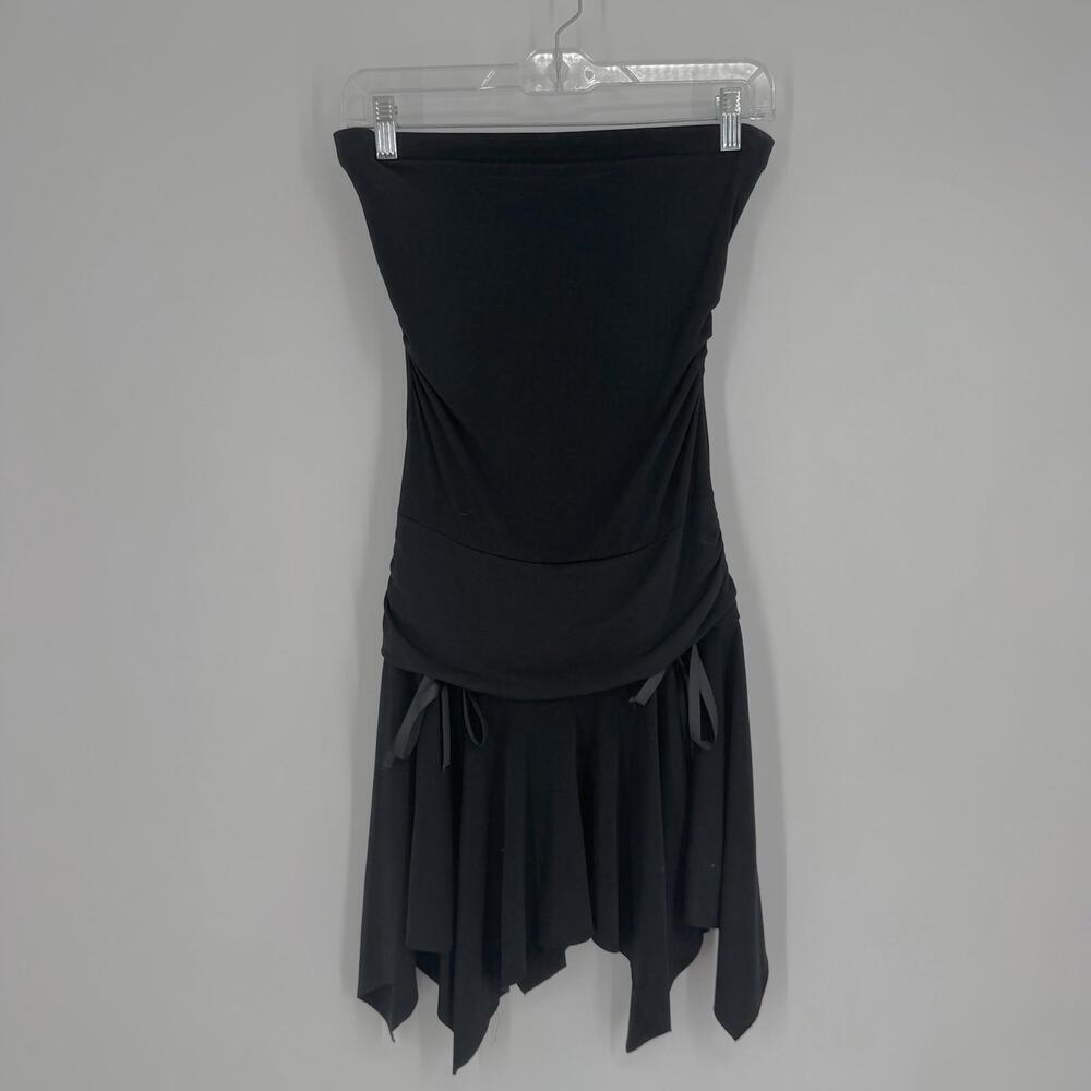 Vintage dress small S black strapless y2k 90s bow witchy whimsigoth hoco dance